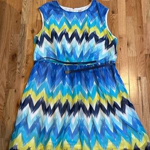 Dress Barn Blue Zigzag Dress - Size 22